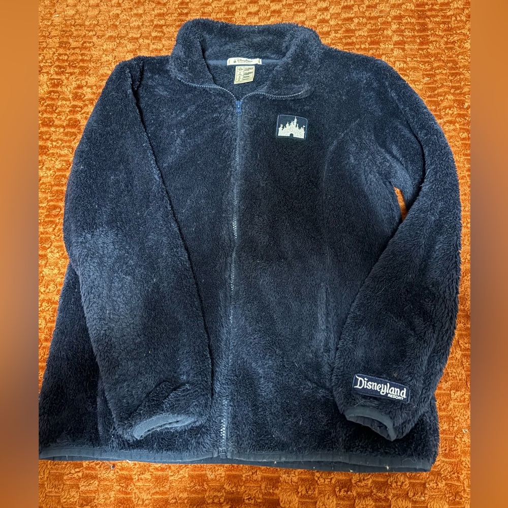 Disney Castle Plush Navy Full‑Zip Jacket with Disneyland Patch